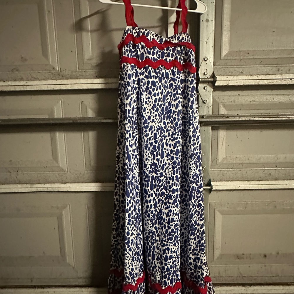 Stylish Blue and Red Midi Dress